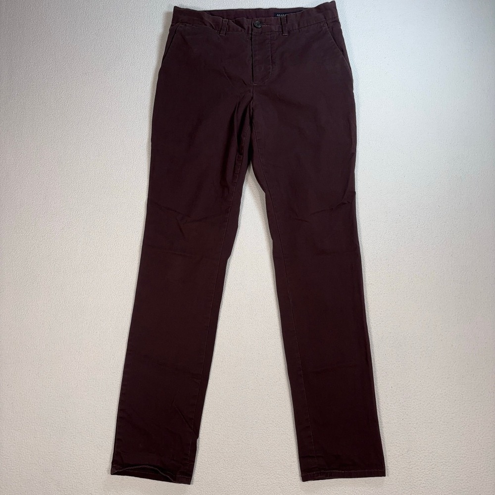 AllSaints Park Chino Pants Men's 30x30 Burgundy Slim Tapered Button Fly Stretch‎